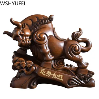 Kinijos dervos Zodiakas Jautis Ornamentu Statula Miniatiūrinės Statulėlės Gyvūnų Ornamentu Namų Stalo Dekoro Pasisekė Bull statulos Ornamentu