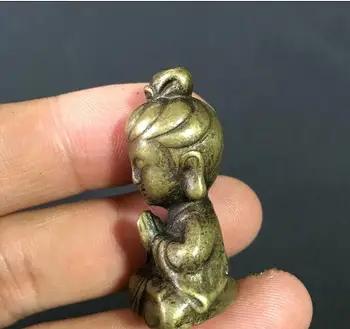 Kolekcionavimas Kinijos Žalvario Raižyti Gaun Yin Kwan-Yin Bodhisatvos Išskirtinį Mažas Statula