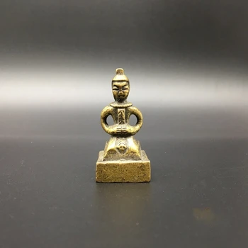 Kolekcionavimas Kinijos Žalvario Raižyti Karių Nuleidimo Ant Žemės Antspaudas Išskirtinį Mažas Statula