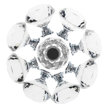 Krištolo Stiklo Spintos Rankena 10 Vienetų 30 mm Diamond Tvarkyti Stalčius Virtuvės Spintoje Odininkas Kabineto Spintoje, Skaidri