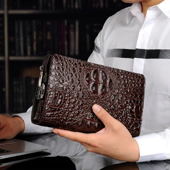 Krokodilo modelis vyrų sankabos krepšys slaptažodį piniginės natūralios odos piniginės 
