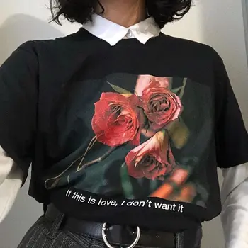 Kuakuayu HJN, Jei Tai Yra Meilė, I Dont Wanna Black Marškinėliai Laimingas Valgyti Japonijos Mados Estetinės T-Shirt 90s Kawaii Anime Tee