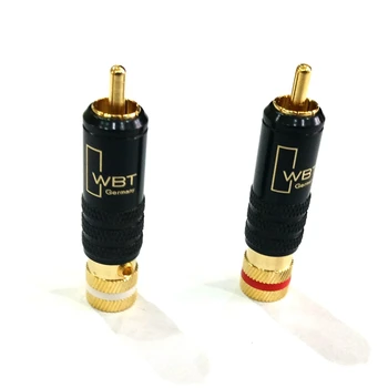 Kuangm 100VNT RCA male jungtis signalo linija plug Hifi garso 0144 RCA plug Žalvario RCA plug auksą, padengtą