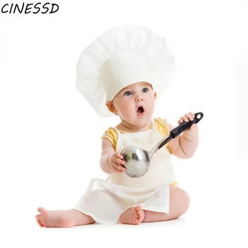 Kūdikių Virėjo Prijuostė Skrybėlę Vaikams Kostiumai Virėja Baby Cook Kostiumas Naujagimių Fotografijos Prop Naujagimių Skrybėlę Prijuostė