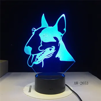 Kūrybos Vaikams, Kūdikių Dovanų 3D Illuison šunelis Lempos Bull Terjeras LED Nakties Šviesos Kūrybos Dekoratyvinis Stalo Lempa Lašas Laivas AW-2653