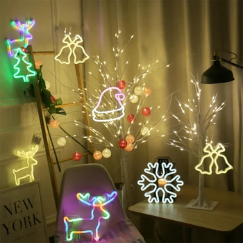 LED Neonas Pasirašyti Meno Šviesos USB/Baterija Chirstmas Medžio Snaigės Naktį Lempos Atostogų Kalėdos Šalis, Vestuvių, Vaikų Kambario Dekoravimas