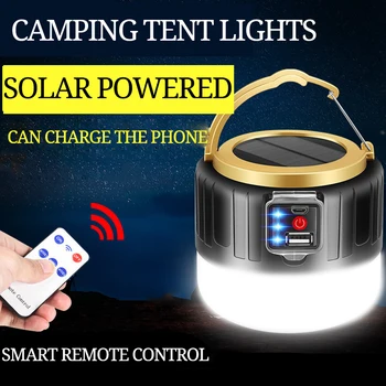 LED Saulės Baterija Super Šviesus Kempingas Šviesos Naktį turgaus Prekystalio Palapinė Šviesos Svirnas Žibintų Namo Avarinės Lauko Apšvietimas