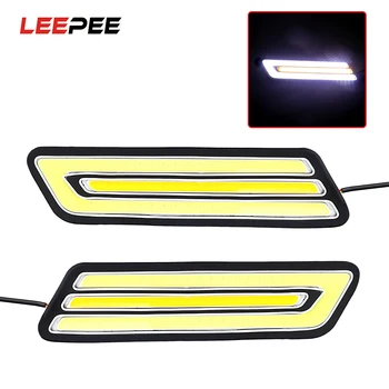 LEEPEE Super Šviesus Posūkio Signalo Žibintai 1 Pora Lankstus COB Atbulinės eigos Šviesos diodų (LED DRL Automobilio Šviesos važiavimui Dieną