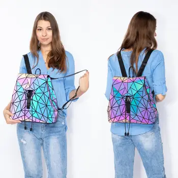 LOVEVOOK moterims, kuprinės mokykla krepšys paauglių mergaičių 2020 mažas krepšys sulankstomas geometriniai šviesos kuprinė holografinis refretion