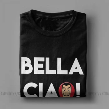 La Casa De Papel Bella Ciao Vyrų T Shirts Pinigų Heist Naujovė Medvilnės Namas, Popieriaus Stoveliai Įgulos Kaklo Marškinėliai Unikalūs Drabužiai