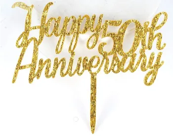 Laimingas 50-mečio Tortas Topper,Aukso Blizgučiai Cheers 50 Metų Ženklas,50-ojo Gimtadienio/Vestuvės Dekoracijos