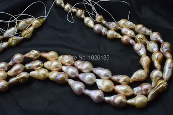 Laisvas karoliukai gėlavandenių perlų atgimsta keshi rožinė, violetinė lašas baroko 15-18mm 15