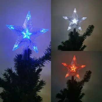 Led Naujų Kalėdų eglutės viršaus šviesos, žvaigždės šviesos eilutę baterija, dėžutė, penkių žvaigždučių kalėdinė dekoracija mažos spalvų šviesos