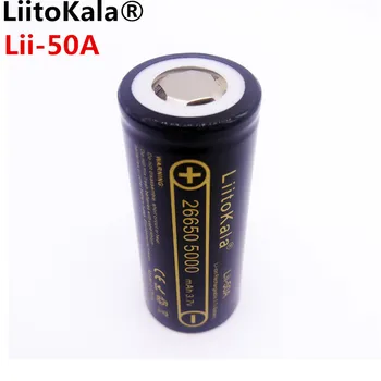 LiitoKala Lii-50A 26650 5000mah 26650-50A Li-ion, 3,7 v Įkrovimo Baterija (akumuliatorius Žibintuvėlį 20A nauja pakavimo