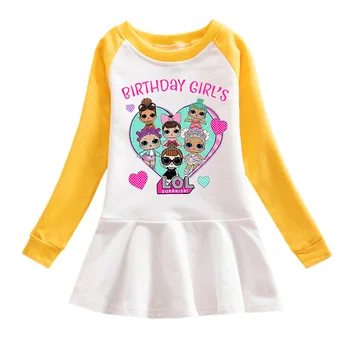 LoL Staigmena Lėlės New Baby Girls Cartoon ilgomis Rankovėmis Suknelę, Vaikų Drabužiai Vaikams Princesė Suknelės, Laisvalaikio Drabužiai