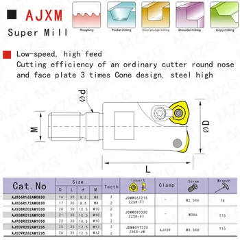 MZG AJX 06 08 09 CNC Tekinimo Apdirbimo Modulinių JOMW Karbido Įdėkite Varžtą Greitai Šėrimo ToolEnd Frezavimo Cutter