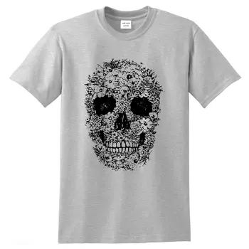 Mados Aukštos kokybės medvilnės marškinėlius kaukolė spausdinti marškinėliai vyras gatvės stiliaus kietas patogus audinys Viršūnes Tees vyrų Marškinėlius