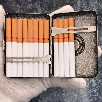 Mados Kūrybos vario cigarečių atveju 16 vnt Vyrų nešiojamų cigarečių savininko senovės sidabro dizaino cigarečių dėžutė dovana