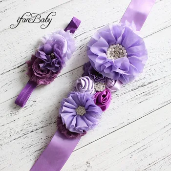 Mados Levandų violetinė gėlė Diržas,Mergina, Moteris Varčios Diržo Vestuvių Varčias diržas su gėlių ekrano užsklandą 1 SET