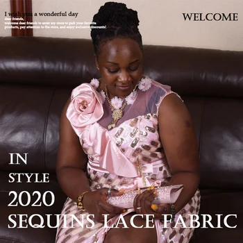 Mados Prancūzijos Blizgančiais Nėrinių Audinio 2019 Aukštos Quailty Afrikos, Nigerijos Tinklelio Nėriniai Vestuvių Suknelė Raišteliais Audinio A1739