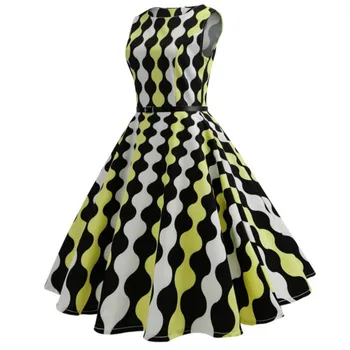 Mados Vasaros Elegantiškas Pledas Suknelės Moterims, Naujas, Rockabilly Audrey Hepburn Tunika Skraiste Merginos Atsitiktinis Vestidos 60s 50s Vintage Suknelė