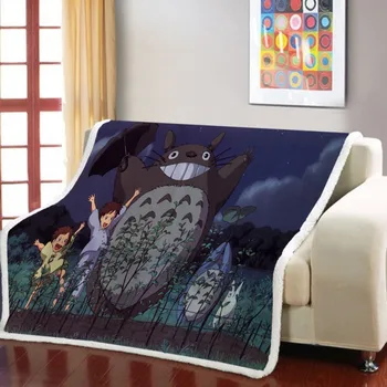 Mano Kaimynas Totoro Sherpa Vilnos Antklodė ant Sofos, Lova, Juokingi Gyvūnai Mesti Minkšta Antklodė Namų Lovatiesė Kelionės, Kempingas Patalynė