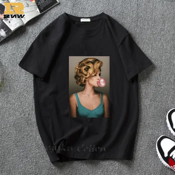 Marilyn Monroe kramtomosios Gumos Vaivorykštė Vyrų T-shirt 2019 Moterų Kramtyti kramtomosios gumos Spausdinti Estetinės Rūbų, Grafinis Tee Marškinėliai Medvilnės
