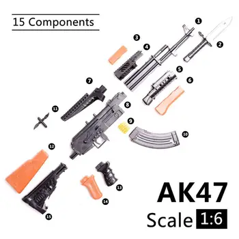 Mastelis 1:6 ABS, PVC Surinkti Žaislą Ginklą Modelio Rinkinio AK47 Šautuvas 