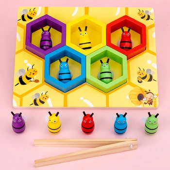 Mediniai Aviliai Rungtynės Žaidimas Žaislai Spalva Mokymosi Rūšiavimo Įspūdį Ikimokyklinio Baby Bee Montessori Ugdymo Medienos Žaislai Vaikams