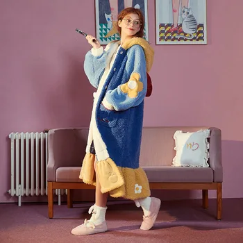 Mielas Animacinių Filmų Princesė Pajama Moterų Nešiojami Šilta Antklodė Rankovės Sleepwear Moterų Prarasti Nightsuits
