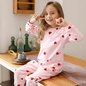 Mielas Vienas Gabalas Jumpsuit Pižama Mergaitėms Minkštos Medvilnės Šiltas Ilgomis Rankovėmis Sleepwear Rudenį, Žiemą Vaikai Naktį Nešioti Namuose Drabužiai