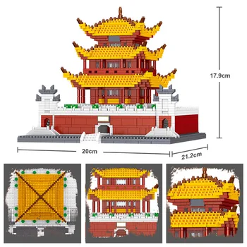 Miestas Kūrėjas Deimantas Mikro Architektūra Tengwang pavilion Yueyang Bokšto Statyba Blokai Švietimo Mini Plytų Žaislas Vaikams