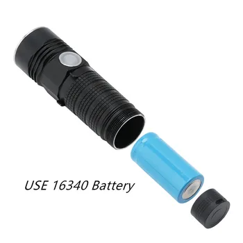 Mini LED Žibintuvėlis XPL V6 USB Įkrovimo Magnetas rašiklio laikiklis Žibinto Šviesos Apšvietimo Lempos su 16340 baterija