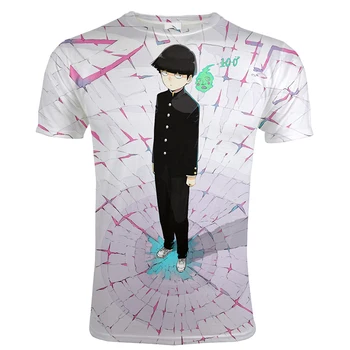 Mob Psicho 100 3D Atspausdintas T-shirt Vyrai Moterys Anime Stiliaus Streetwear O-Kaklo trumpomis Rankovėmis Marškinėlius Unisex Harajuku Hip-Hop Marškinėliai, Topai