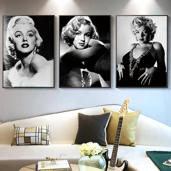 Modernios Naftos Tapyba, Drobė Meno Juoda ir Balta Marilyn Monroe Sienos Menas Nuotraukas Kambarį Namų Dekoro Cuadros