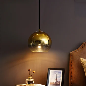 Modernus minimalistinis sieniniai šviestuvai restoranas kūrybos miegamojo lovos baras gradient golden stiklo rutulį pakabukas šviesos