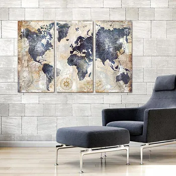 Modulinė 3 Plokštės Akvarelė Skandinavijos Cuadros Plakatai Ir Spausdina Pasaulio Žemėlapyje Drobės Tapybos Sienos Menas Nuotraukas Kambarį