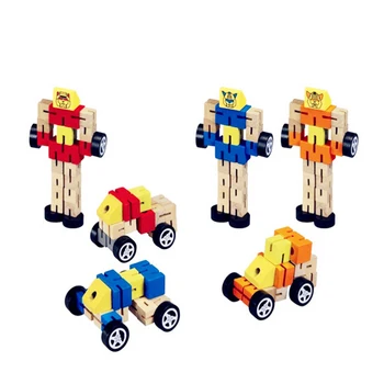 Montessori kūdikių Žaislai, Mediniai automobilio deformacijos robotas Vaikų Švietimo Ankstyvo Mokymosi Juokingas Žaidimai Dovanų
