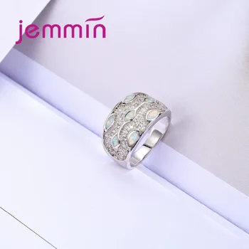 Moteris Masto Vestuvių Piršto Žiedą Prekės 925 Sterlingas Sidabro Papuošalai Micro Apdaila Visiškai Balta Kubinis Cirkonis Crystal White Opal Žiedas
