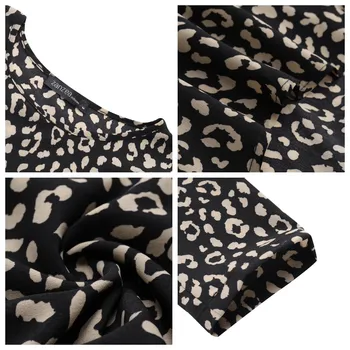 Moterų Leopardas Spausdinti Palaidinė ZANZEA 2021 Nesimetriškas Marškinėliai Stilingas Atsitiktinis ilgomis Rankovėmis Viršūnes Moterų, O Kaklo Blusa Negabaritinių Tunika