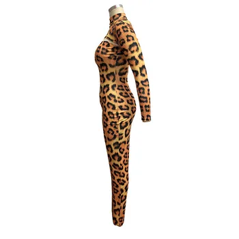 Moterų Suvynioti Suknelė Padalinta Ilgomis Rankovėmis Suknelės Patenka Mergaitė Leopard 