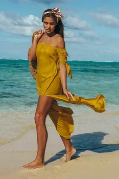 Moterų padengti iki paplūdimio moteris Maxi Vasaros Paplūdimio Ilga Suknelė Off Peties Vasaros Paplūdimio Cover-Up chalatas de plage