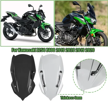 Motociklo Priekinio Stiklo Priekinio, Galinio Stiklo Shield Ekrano Viser Vėjo DeflectorsWith Laikiklis Kawasaki Z250 Z400 Z 250 Z400 2019-2021