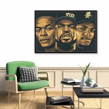 NWA N. W. A. Karšto Hip-Hop Muzikos Žvaigždė Repo Atlikėjas Ice Cube Eazy-E Menas Tapyba, Šilko, Drobės, Sienos Plakatas Namų Dekoro quadro cuadros