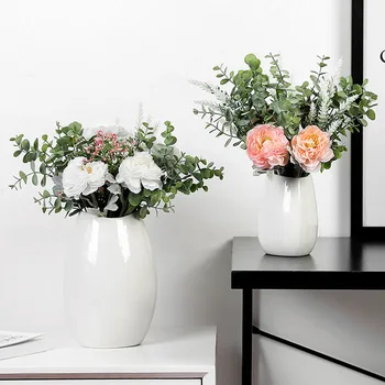 Namo Apdaila Baltos Keramikos Gėlių Vaza Turas Porceliano Gėlių Išdėstymas Darbalaukyje Apdailos Artware Office Deskt Apdaila