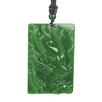 Natūralaus Green Jade Dragon Pakabukas Karoliai Ranka Raižyti Žavesio Žadeito Papuošalų Amuletas Mados Aksesuarais Vyrams, Moterims, Dovanos