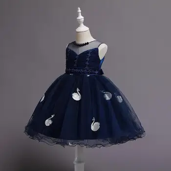Nauja Vaikų Mergaičių Tutu Suknelė Pearl karinio jūrų Laivyno Vaikų Šalis Oficialią Vestuvių Suknelė Mergina Siuvinėjimo Pirmoji Komunija Kostiumas 3-10 Metų