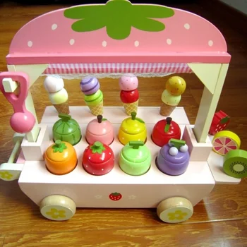Naujas 1 Komplektas Medinis Žaislas Apsimesti Žaisti Žaislas Modeliavimas Magnetinio Ledų Spalvinga Virtuvės Maisto Baby Kūdikių Žaislų Maisto Gimtadienio Dovana D2