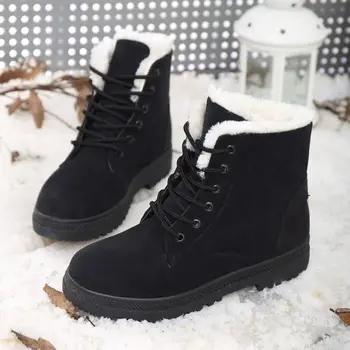 Naujas Moterys sniego batai su plokščiu šiltų batų nėrinių lady žiemos batų mados platformos batai P45