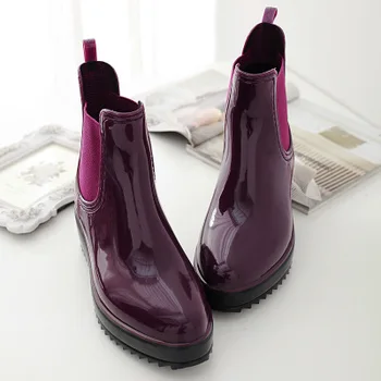 Naujas arrivel kokybės Non-slip lady lietaus batai mados pvc gumos aukšto kulno, kulkšnies moterų batai storio apačioje ponios trumpas rainboots